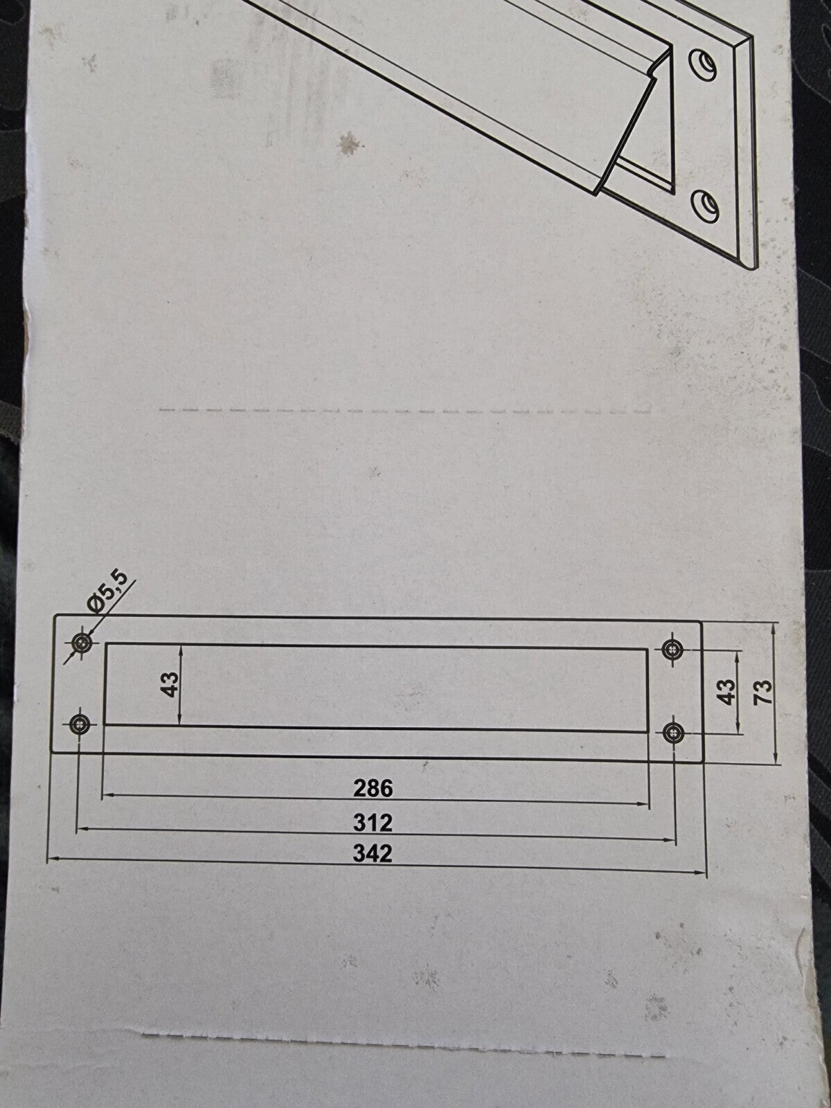 Amig - Briefkastenschlitz Golden Messingdeckel 342 x 73 mm