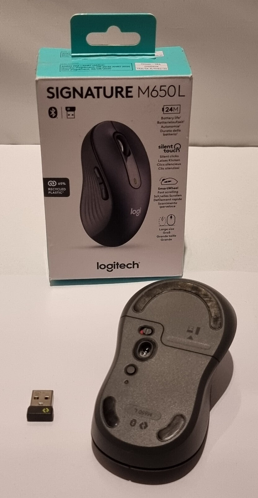 Logitech SIGNATURE M650L Wireless Maus – SilentTouch, 4000 DPI, Bluetooth & USB