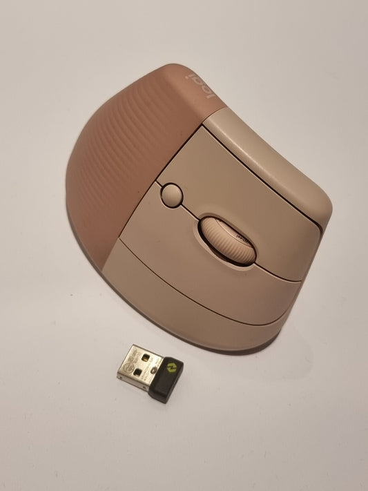 Logitech Lift – Vertikale Ergonomische Maus, kabellos, Rosa inklusive Bolt
