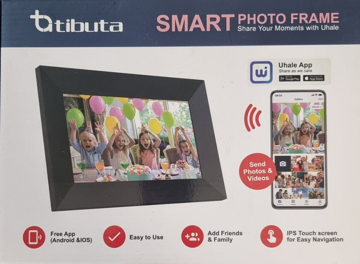 10.1 Zoll WiFi Digitaler Touchscreen Bilderrahmen 16GB Speicher über App SD USB