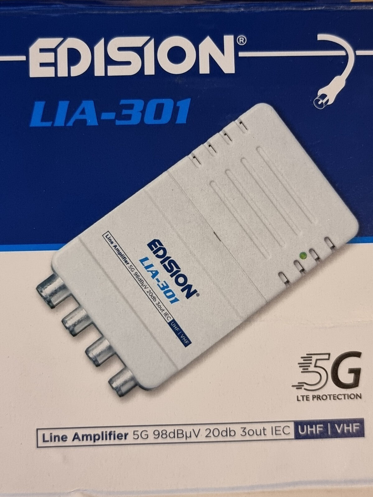 EDISON LIA-301 Hausanschlussverstärker UHF/VHF 47-694 MHz 1 Eingang 3 Ausgänge