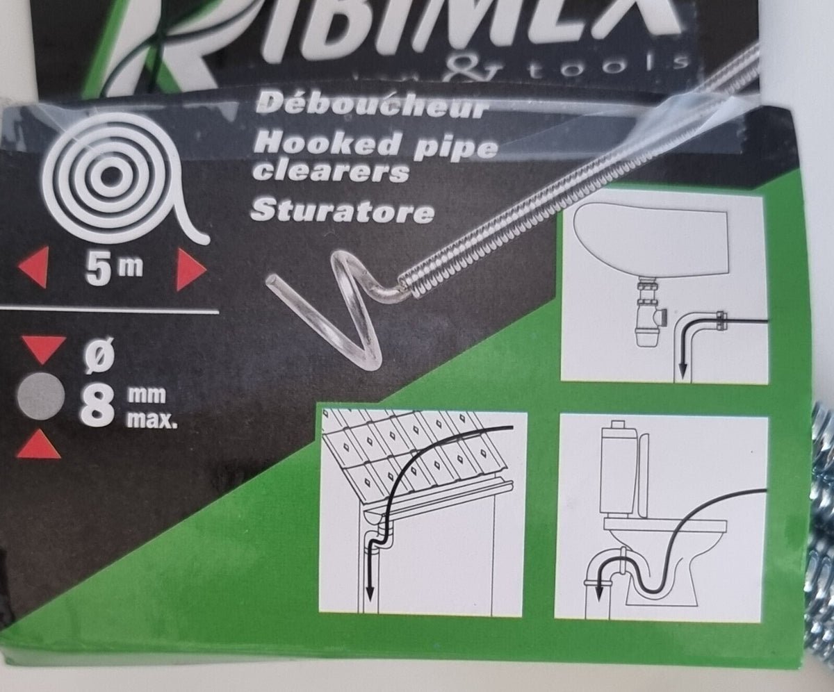 RIBIMEX PRFD50C Rohrreinigungswelle 8 mm × 5 m mit Sondenspitze