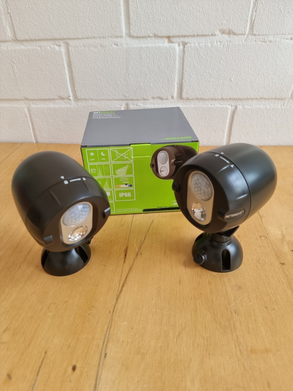 Mr Beams MBN352-BRN LED Funkstrahler 2er Set NetBright IP66 Bewegungsmelder
