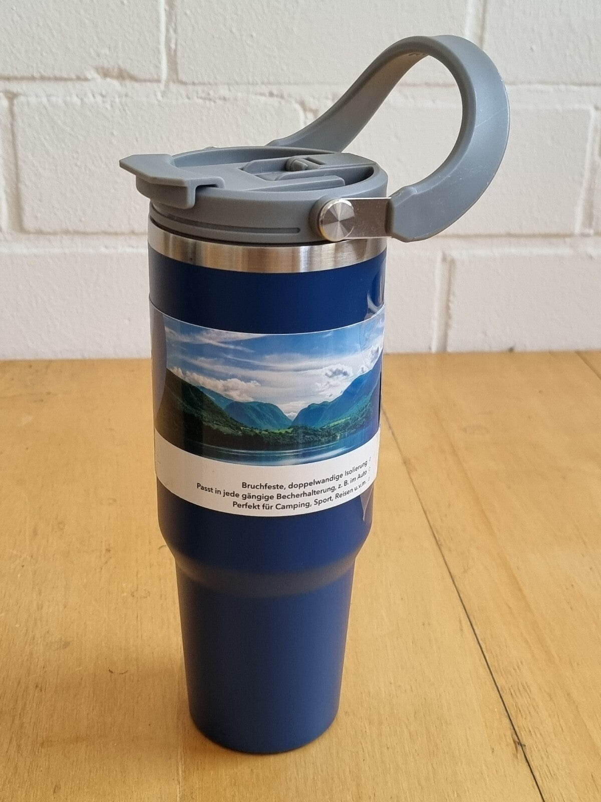 XL Thermobecher 1,2L bis zu 6 Std. mit 2 Trinköffnungen und Tragebügel schwarz