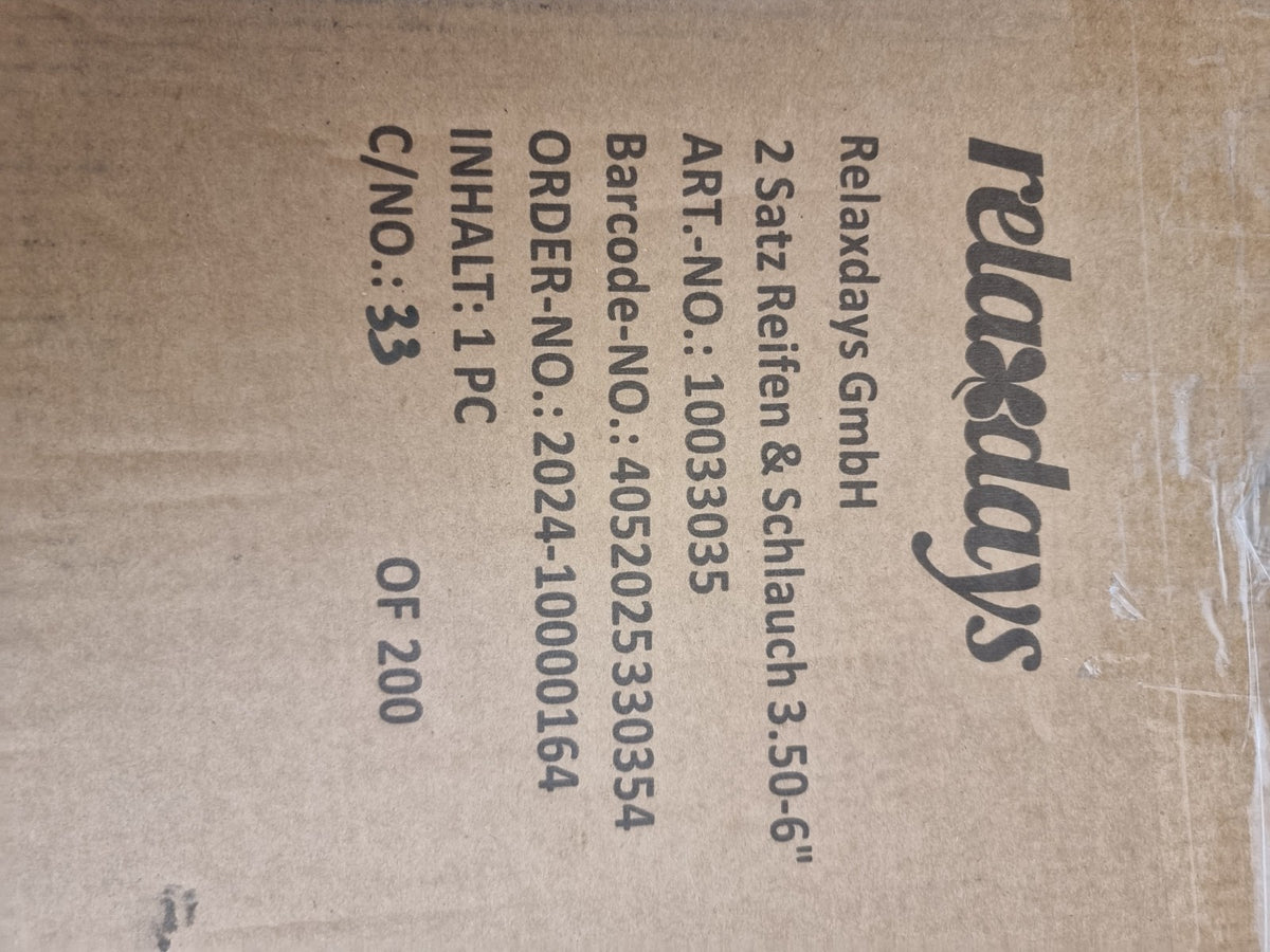 Relaxdays 2er Set Sackkarren Räder-Luftreifen mit Schlauch 3.50-6 Zoll