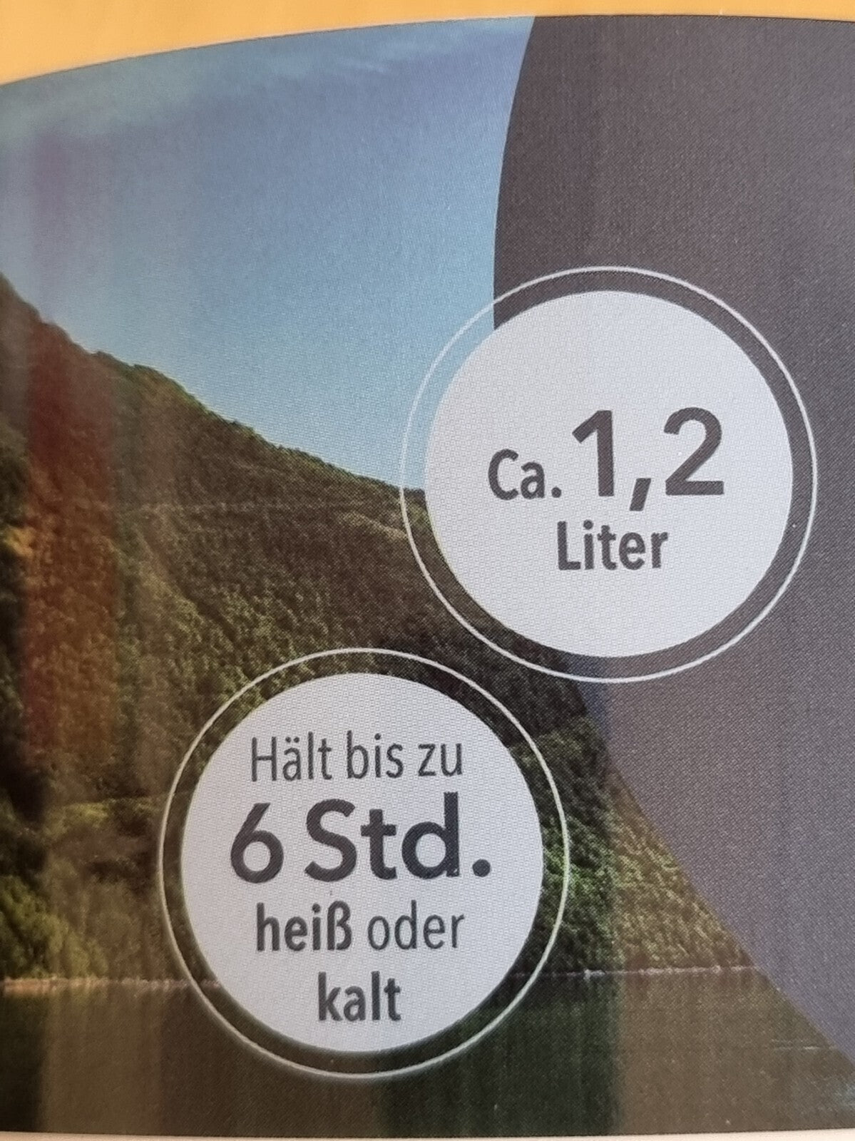 XL Thermobecher 1,2L bis zu 6 Std. mit 2 Trinköffnungen und Tragebügel schwarz