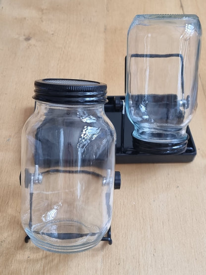 ecooe Sprossen Keimglas Schwarz 2er Set 1 Wasserschale 2 Filtergitterabdeckungen