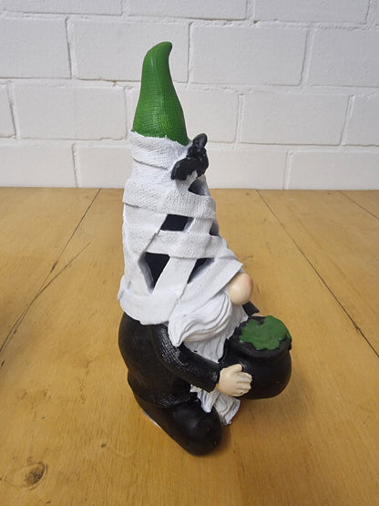 Halloween Dekofigur LED Farbwechsel 29 cm Geist Skelett Wichtel Grabstein RIP