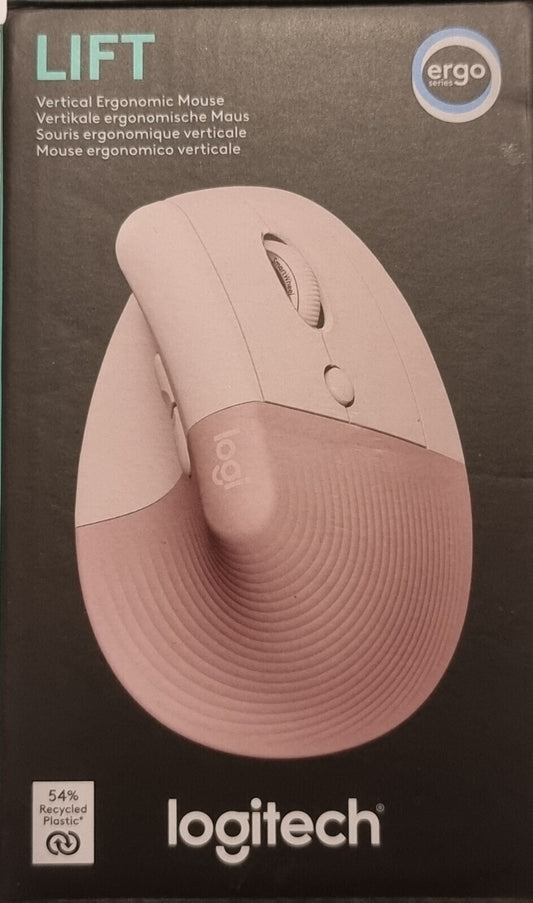 Logitech Lift – Vertikale Ergonomische Maus, kabellos, Rosa inklusive Bolt