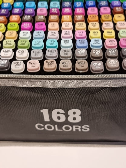 168 Farben Zwei Spitzen Filzstift Set mit Tragetasche