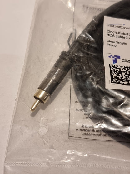 KabelDirekt 3m Subwoofer-Kabel Cinch 1×1 RCA 75Ω
