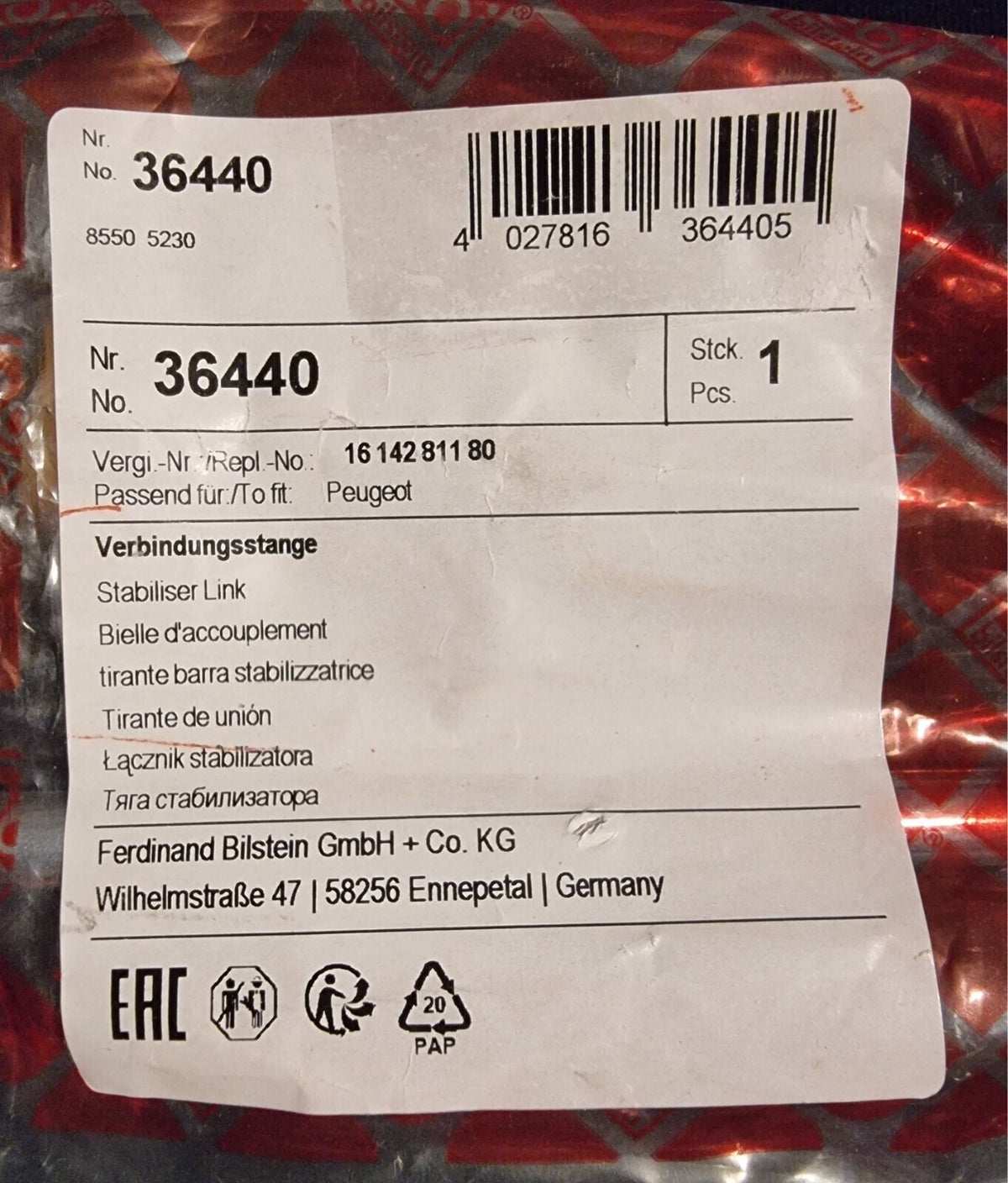 febi bilstein 36440 Koppelstange mit Sicherungsmuttern